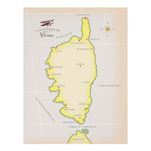 Geïllustreerde kaart van Corsica Foto Afdruk