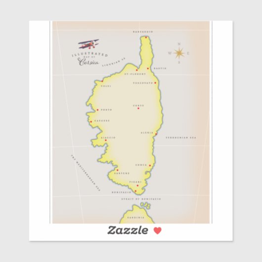Geïllustreerde kaart van Corsica Sticker (Vel)