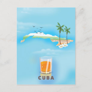 Geïllustreerde kaart van Cuba reisposter