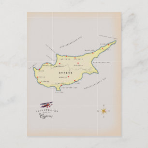 Geïllustreerde kaart van Cyprus.