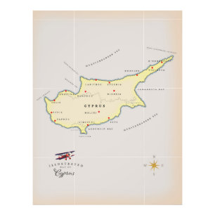 Geïllustreerde kaart van Cyprus. Foto Afdruk