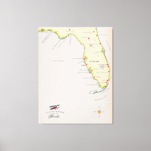 Geïllustreerde kaart van Florida Canvas Afdruk
