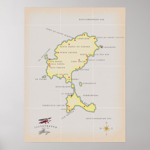 Geïllustreerde kaart van Ibiza Poster