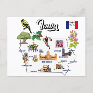 geïllustreerde kaart van Iowa in de VS