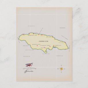 Geïllustreerde kaart van Jamaica.