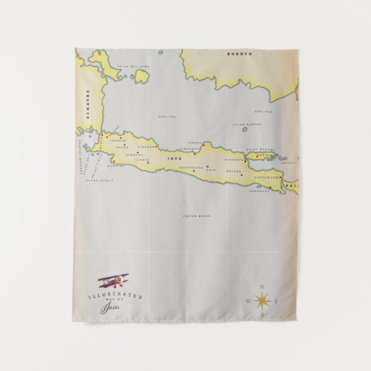 Geïllustreerde kaart van Java. Wandkleed (Voorkant)