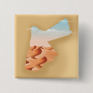 Geïllustreerde kaart van Jordanië reisposter Vierkante Button 5,1 Cm
