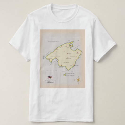 Geïllustreerde kaart van Mallorca T-shirt (Design voorkant)