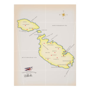 Geïllustreerde kaart van Malta Foto Afdruk