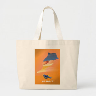 Geïllustreerde kaart van Marokko reisposterprint. Grote Tote Bag