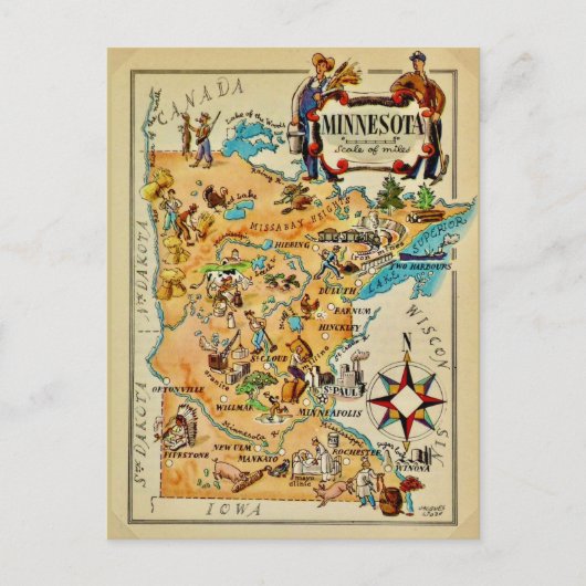 Geïllustreerde kaart van Minnesota (Voorkant)