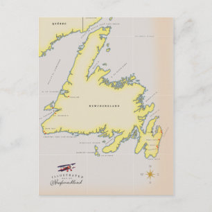 Geïllustreerde kaart van Newfoundland.