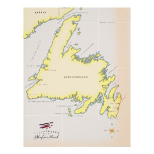 Geïllustreerde kaart van Newfoundland. Foto Afdruk