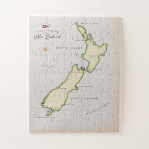 Geïllustreerde kaart van Nieuw-Zeeland Legpuzzel