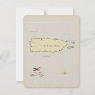 Geïllustreerde kaart van Puerto Rico.