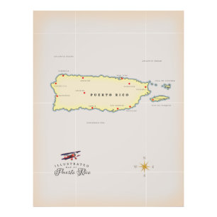 Geïllustreerde kaart van Puerto Rico. Foto Afdruk