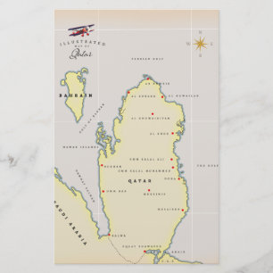 Geïllustreerde kaart van Qatar