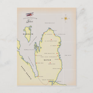 Geïllustreerde kaart van Qatar