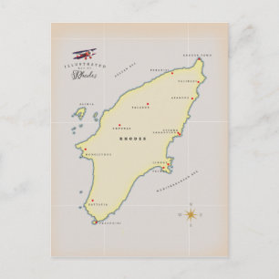 Geïllustreerde kaart van Rhodos.