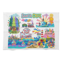 Geïllustreerde kaart van Santa Cruz Boardwalk Beac