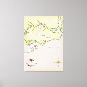 Geïllustreerde kaart van Singapore Canvas Afdruk