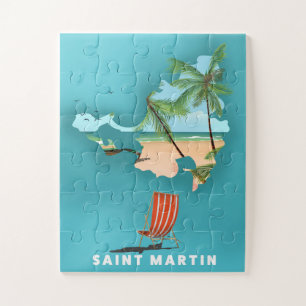 Geïllustreerde kaart van Sint Maarten. Legpuzzel