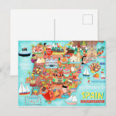 Geïllustreerde kaart van Spanje (Briefkaart) (Voorkant / Achterkant)