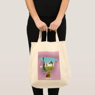 Geïllustreerde kaart van Spanje reisposter Tote Bag