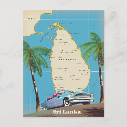Geïllustreerde kaart van Sri Lanka (Voorkant)