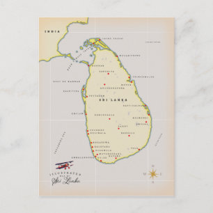 Geïllustreerde kaart van Sri Lanka