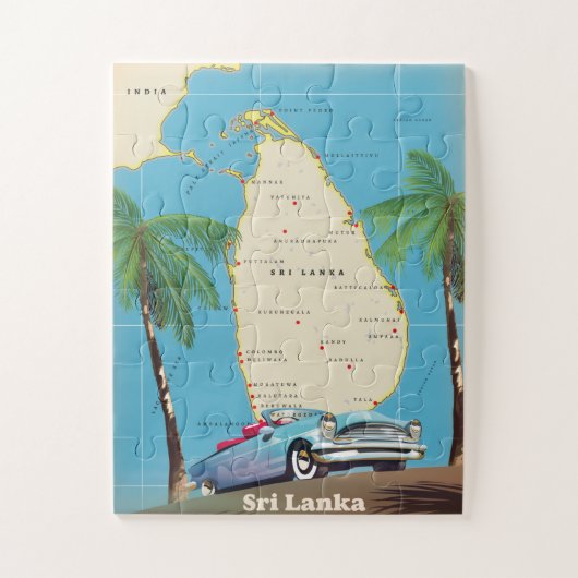 Geïllustreerde kaart van Sri Lanka Legpuzzel (Verticaal)
