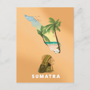 geïllustreerde kaart van Sumatra reisposter