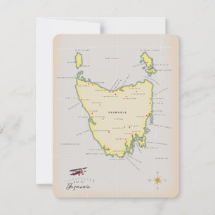 Geïllustreerde kaart van Tasmanië.