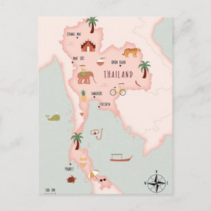Geïllustreerde kaart van Thailand