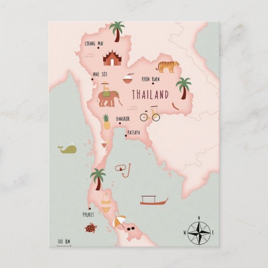 Geïllustreerde kaart van Thailand (Voorkant)