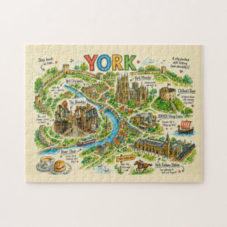 Geïllustreerde kaart van York Historische stadsavo Legpuzzel