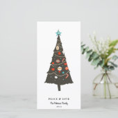 Geïllustreerde Kerstboom in Mid-century Modern sti Feestdagenkaart (Staand voorkant)