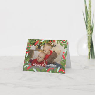 Geïllustreerde Kerstkrans Lijst Gevouwen Kaart