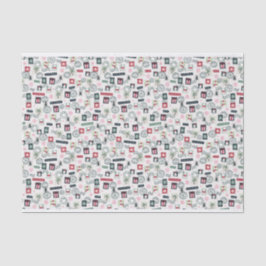 Geïllustreerde kerstpostzegels tissuepapier