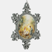 Geïllustreerde kerststal | tin sneeuwvlok ornament (Links)