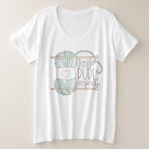 Geïllustreerde Knit Purl Repeat Breien T-shirt