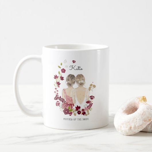 Geïllustreerde moeder van de bruid | Monogram Koffiemok (Met donut)