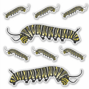Geïllustreerde Monarch Vlinder Caterpillar Sticker
