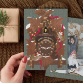 Geïllustreerde muizen op kerst koekoeksklok feestdagenkaart