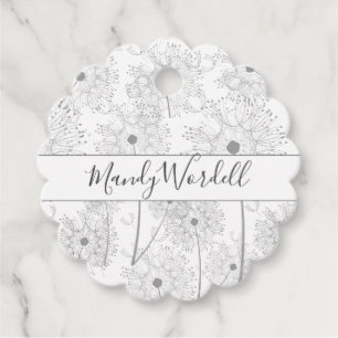 Geïllustreerde paardebloem bloemen bedankjes labels