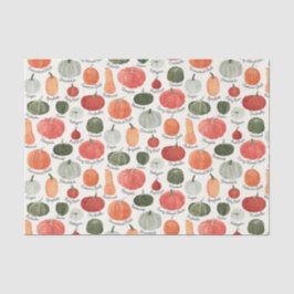 Geïllustreerde pompoentypen tissuepapier