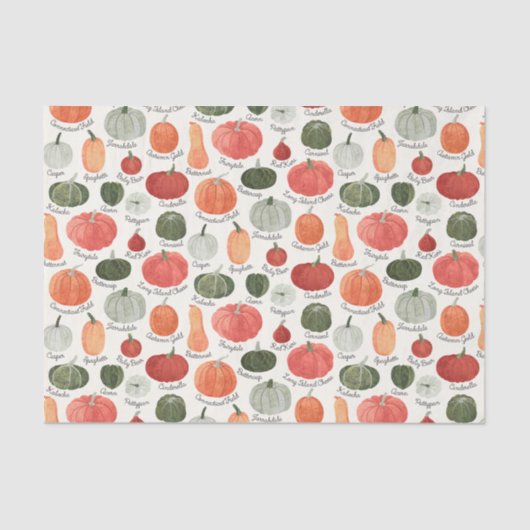 Geïllustreerde pompoentypen tissuepapier (Voorkant)