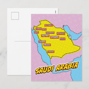 Geïllustreerde Pop Art kaart van Saudi-Arabië