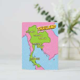 Geïllustreerde Pop Art Thailand kaart