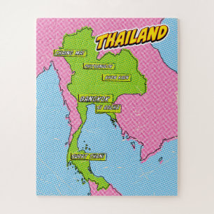 Geïllustreerde Pop Art Thailand kaart Legpuzzel